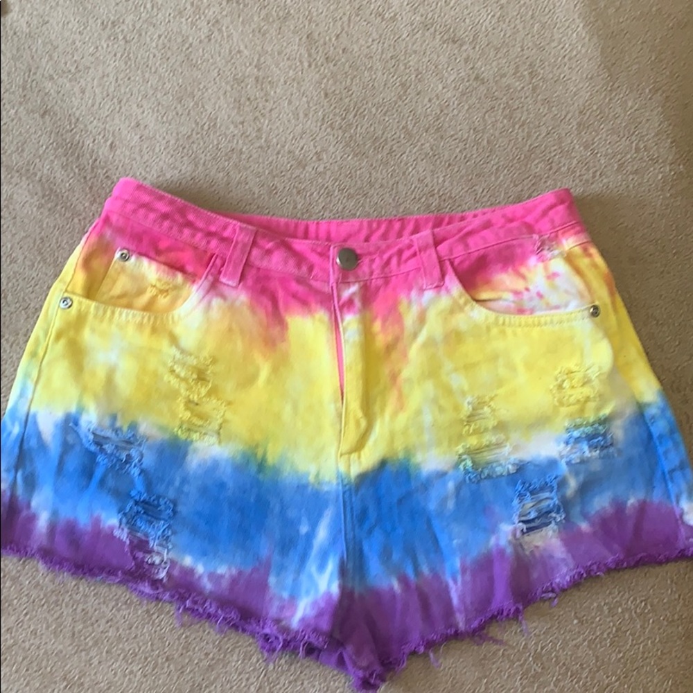 Forever 21 tie dye denim shorts